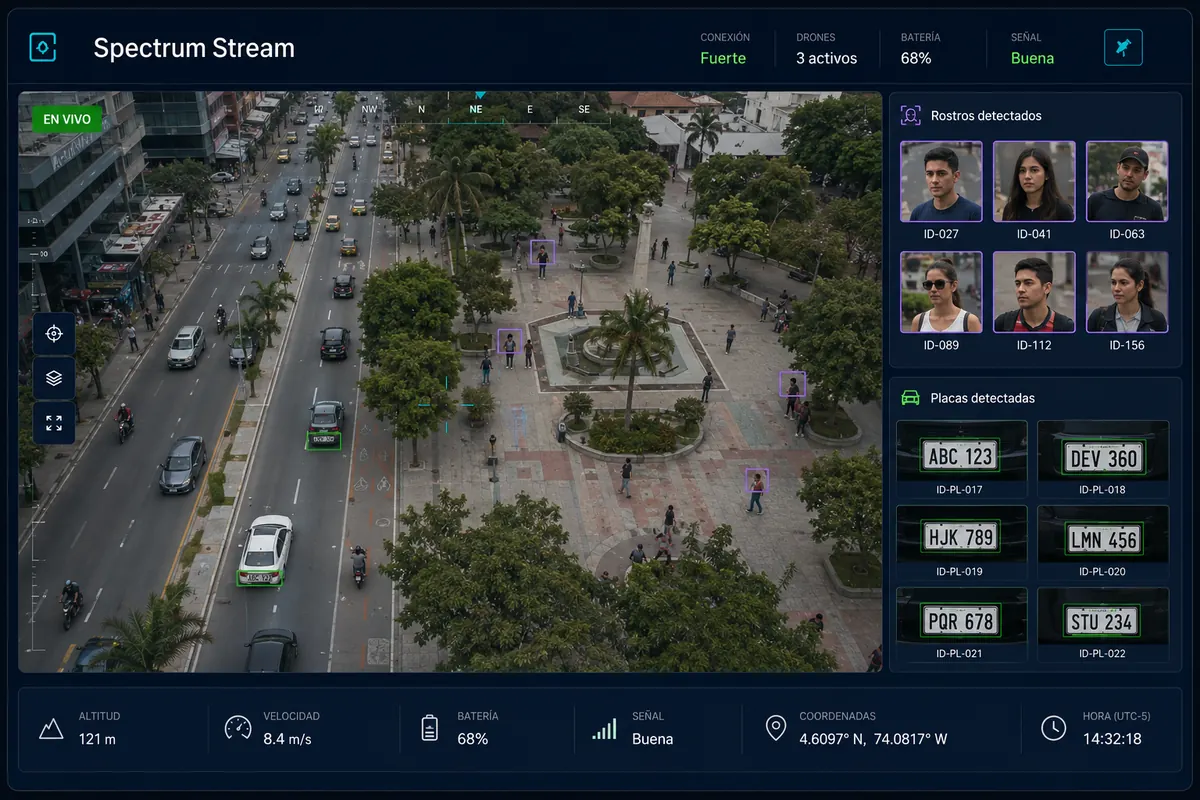 Spectrum Stream con reconocimiento de rostros y placas